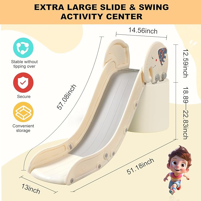 Indoor Couch Slide for Toddlers 1-3, Kids Baby Toddler Slide, Add-on for Modular Play Couches, Indoor Playset for Sofa Bed Stair, with Secure Guardrail, Gentle Slope, Extended Buffer Zone (Small)