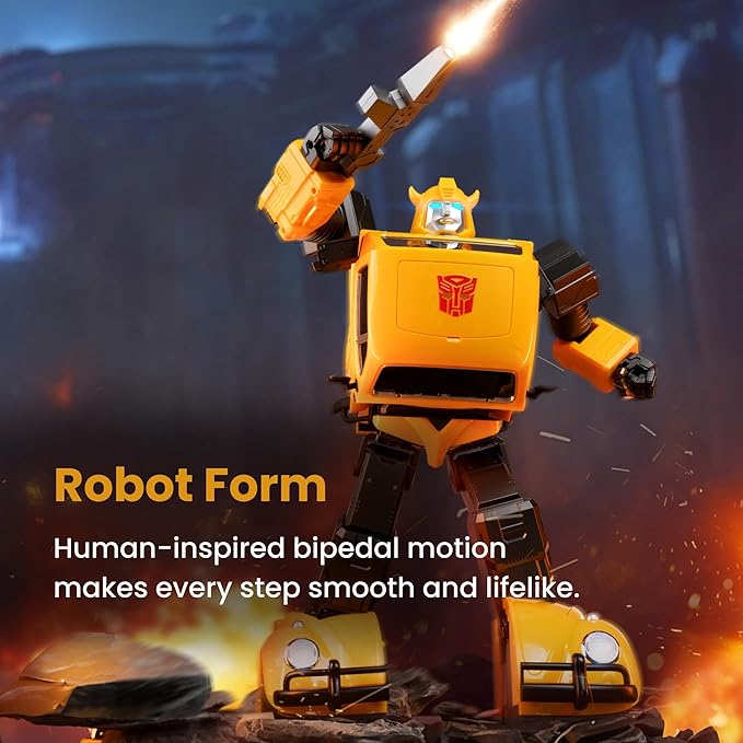 Robosen Bumblebee Flagship Transformer Robot Toy – Auto-Converts Volkswagen Beetle to G1 Bumblebee, 14.84", Voice & App Control, 67 Microchips, 31 Joints, Programmable, Collector's Edition
