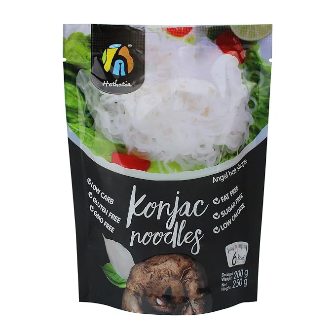 Hethstia Konjac Shirataki Angel Hair Noodles, Low Carb Pasta, 6 Pack | Keto Friendly, Vegan, Gluten Free, Sugar Free, Low Calorie, Paleo Friendly, Plant Based, Quick Preparation, Pasta Alternative