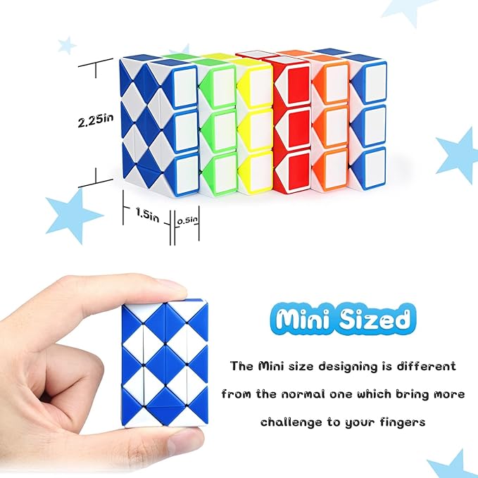 Ganowo 24 Pack Fidget Snake Cube, Mini Twist Puzzle Party Bag Fillers Bulk Toys for Kids Teens Birthday Stocking Stuffers Party Favors Supplies Goodie Bags Fillers, Random Colors