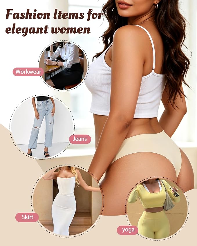 LEVAO Seamless Thongs for Women Invisible Toe Thong No Show Camel Proof Underwear Thong Panty Liners Workout G-Strings