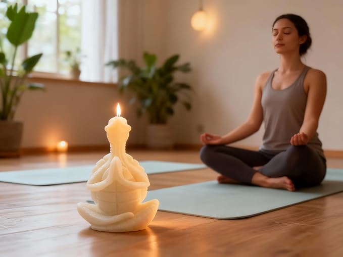 Turtle Yoga Pose Shaped Scented Candle,50G Aroma Soy Wax Decorative Art Candle for Table Photo Prop Birthday,Prefect Gift for Meditation Stress Relief Mood Boosting (White)