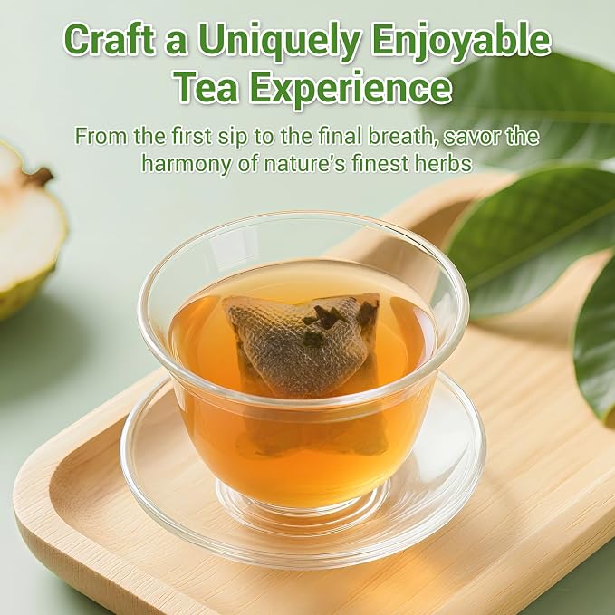 Soursop Leaves Tea Bags, Premium Soursop Graviola Leaves Herbal Tea, Pure & Natural Soursop Leaves for Digestion, Support Healthy Skin & Sleep, No Additives, Caffeine Free (50 Bags/1 Pack)