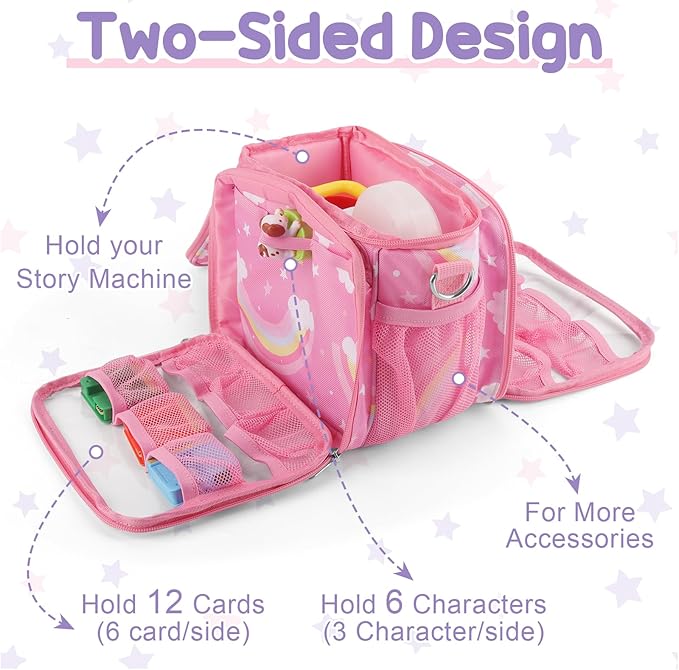 Carrying Case Compatible with Little Tikes Story Dream Machine Books Starter Set,Portable Storage Bag with Handle and Shoulder Strap for Storytime,Little Golden Book,Little Puppy Character (Rainbow)