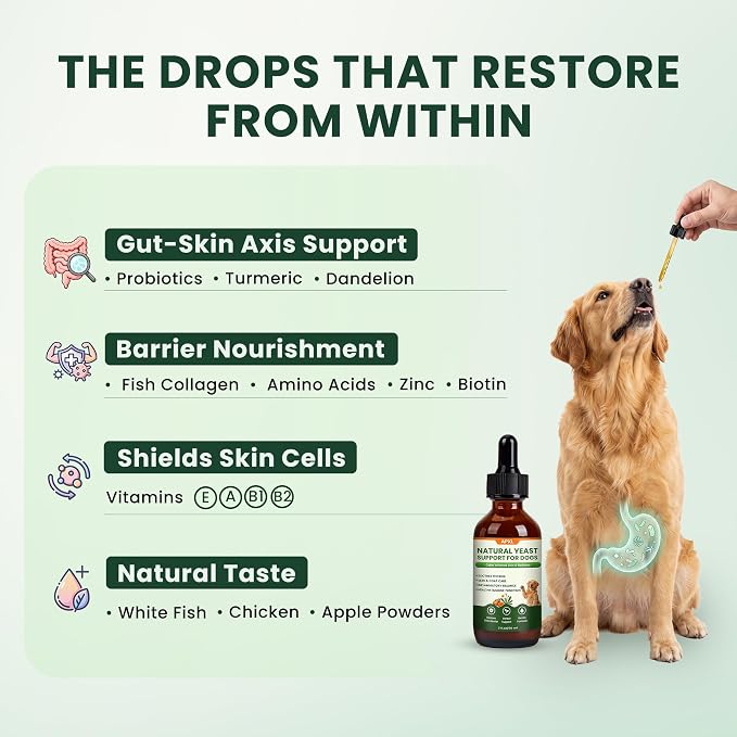 APXL 2-in-1 Dog Yeast Infection Treatment Kit: Soothing Anti-Itch Spray + Yeast Infection Drops, Yeast Infection Treatment for Dogs, Plant Herbal Itch Relief for Yeast Issues-1.69oz Spray&2.03oz Drops