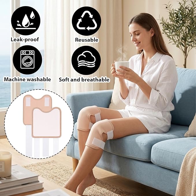 2 Pack Castor Oil Pack Wrap for Knee,Adjustable Castor Oil Knee Wrap Reusable Anti-Oils Leak Design for Knees Legs Arms Elbow Joints