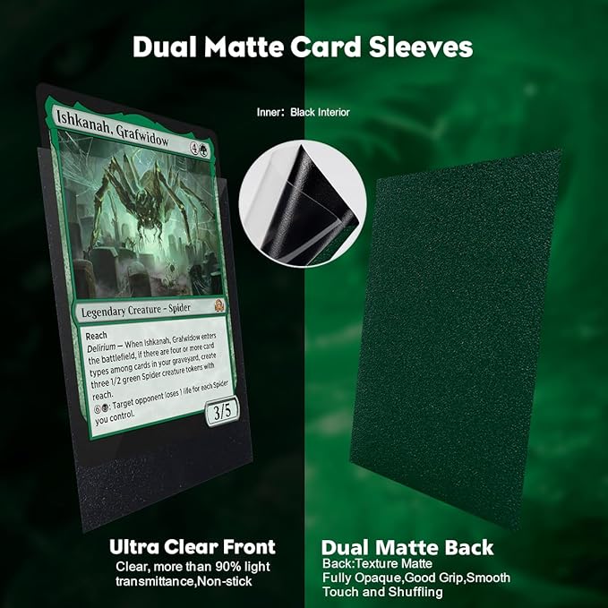 Power Green Dual Matte Card Sleeves, Katomula Card Sleeves for MTG, Standard Card Sleeve for MTG, PKM, Flesh & Blood