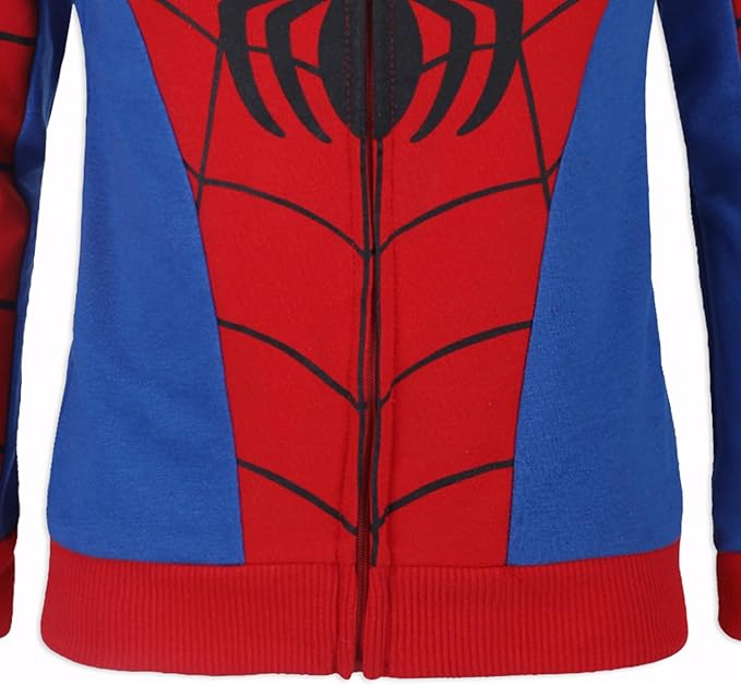 Marvel Spider-Man, Miles Morales, & Venom Boys Zip Up Hooded Sweatshirt and Pants Set for Toddlers and Big Kids – Black/Red
