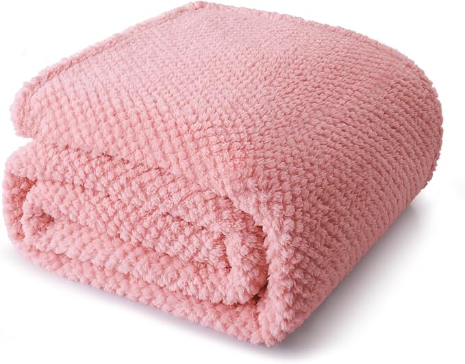 Whale Flotilla Soft Fleece Twin Size Bed Blanket, Pink | 60x80 Inch, Suitable for Bed, Fluffy Fuzzy Jacquard Blankets for All Season, Lightweight and Cozy
