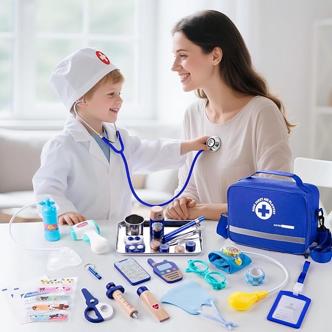 Doctor Kit for Kids, 35 Pcs Kids Doctor Kit for Toddlers 3-5 with Medical Storage Bag & Real Stethoscope, Pretend Play Doctor Set for Fun Role Playing Game, Doctor Play for Kids Boys Girls