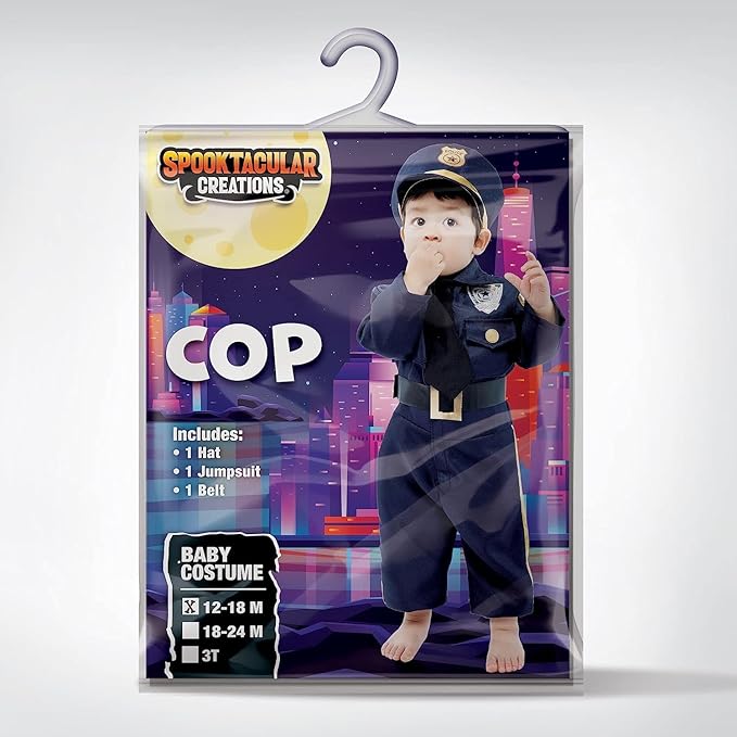 Spooktacular Creations Halloween Toddler Police Costume, Police Costume kids baby Halloween Pretend Play School Dressup Party