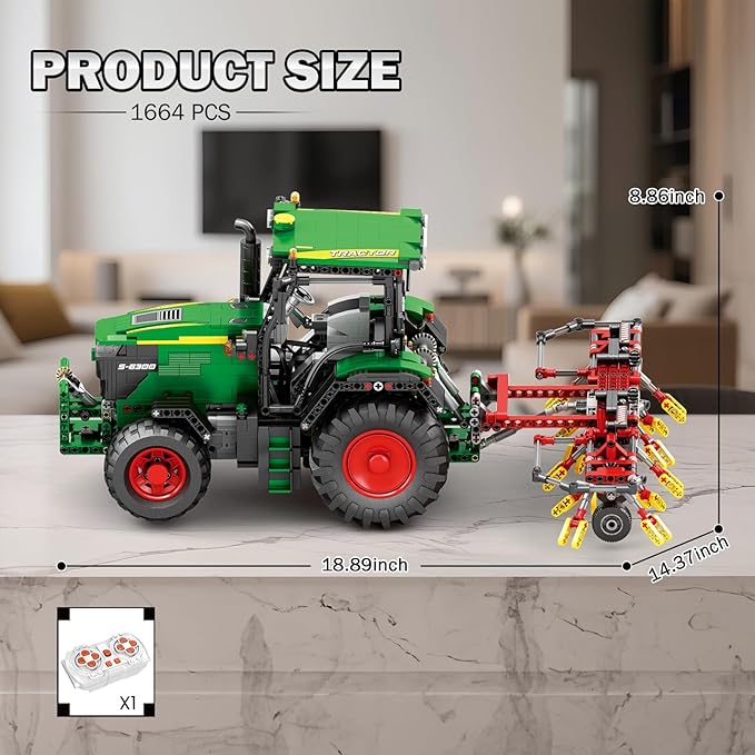 Tractor Building Blocks Set 22015, APP Remote Control Construction Toy Vehicle Model Kit for Adult, Farm Technic Truck Model Kit, Gifts for Kids 14+