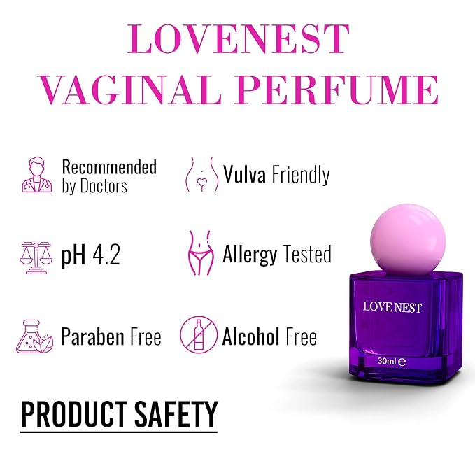 Lovenest Vulva Perfume Feminine Odor Control, pH 4.2 Intimate Spray with Postbiotics, Hyaluronic Acid, Menapause Support, Hydration & Circulation Support for Women 30 mL (1Fl oz) By Marqueens Beauty