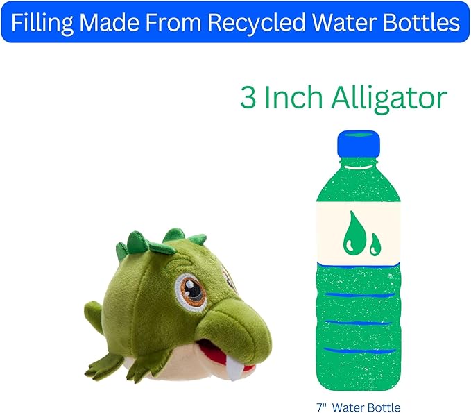 The Petting Zoo Alligator Stuffed Animal Plushie, Gifts for Kids, Squishiez Wildlife Animal Squeeze Toy, Green Gator Plush Toy 3 Inches