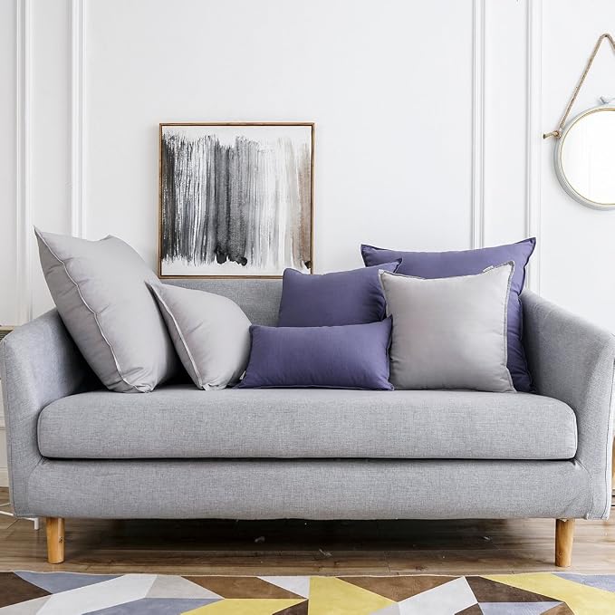 Jeanerlor Cotton Linen Soft Soild Decorative Square Throw Pillow Covers Set Cushion Case for Bar Coffee Shop Play Room24 x 24 Inch 60 x 60 Cm,Silver Grey