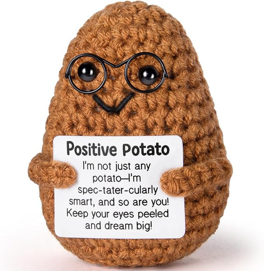 Emotional Support Crochet, Positive Crochet Potato, Encouragement Gifts for Women Men Birthday Christmas Self Care Friends Coworkers Relaxation Gift Desk Home Fall Decor Inspirational Support