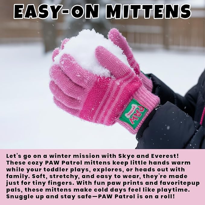 Nickelodeon Girls' Paw Patrol Ski Gloves - Marshall, Chase, Rubble Ski Gloves or Mittens (2-7)