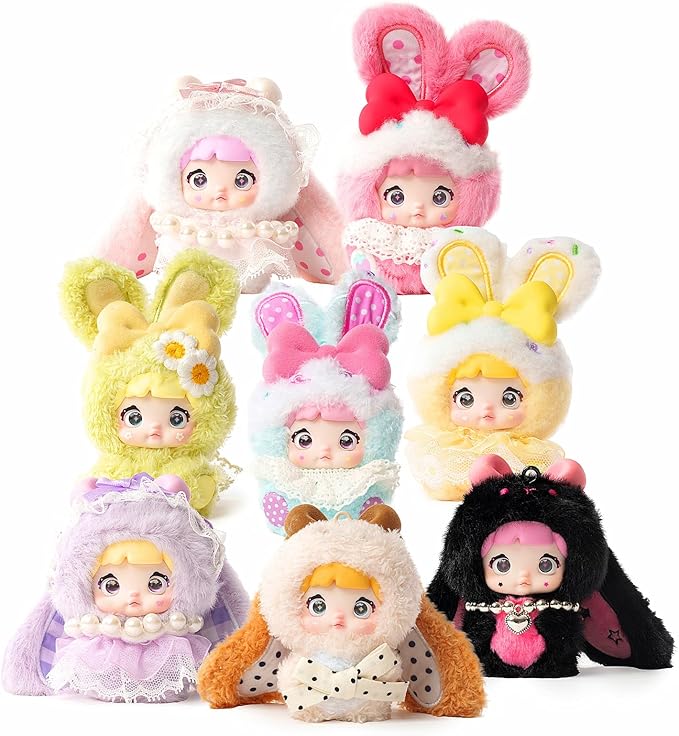 Nommi Baby Plush Blind Box， Plush Figure Toys 1PC (1 of 10 Possible Styles) Nommi Baby Sweethert Bunny Series Birthday Gifts 5 in