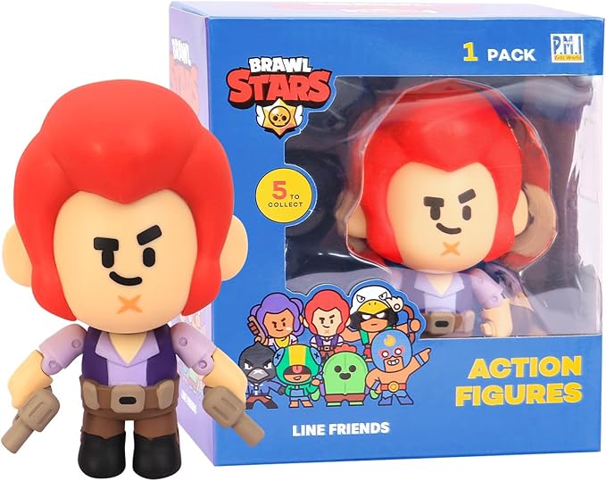 P.M.I. Brawl Stars Action Figure | 4.5" Collectible Toy with Movable Arms & Legs | Includes Leon, Crow, Spike, or Colt (Random) | Official Licensed Merchandise for Gamers & Fans