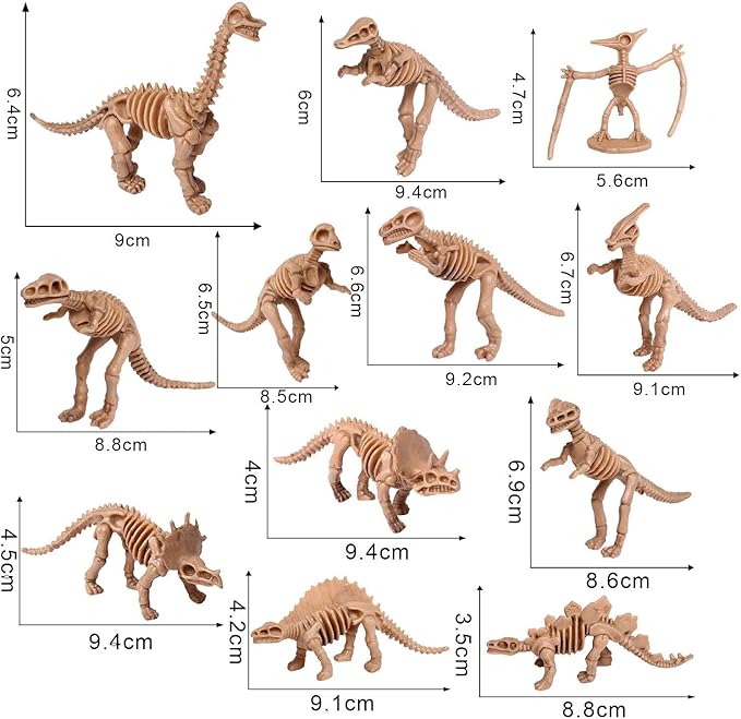 UPINS 30 Pack Dinosaur Fossil Skeletons 3.7 Inch Assorted Dinosaur Skeleton Toy Figures Dino Bones Educational Gift for Science Play Dino Sand Dig Party Favor Decorations