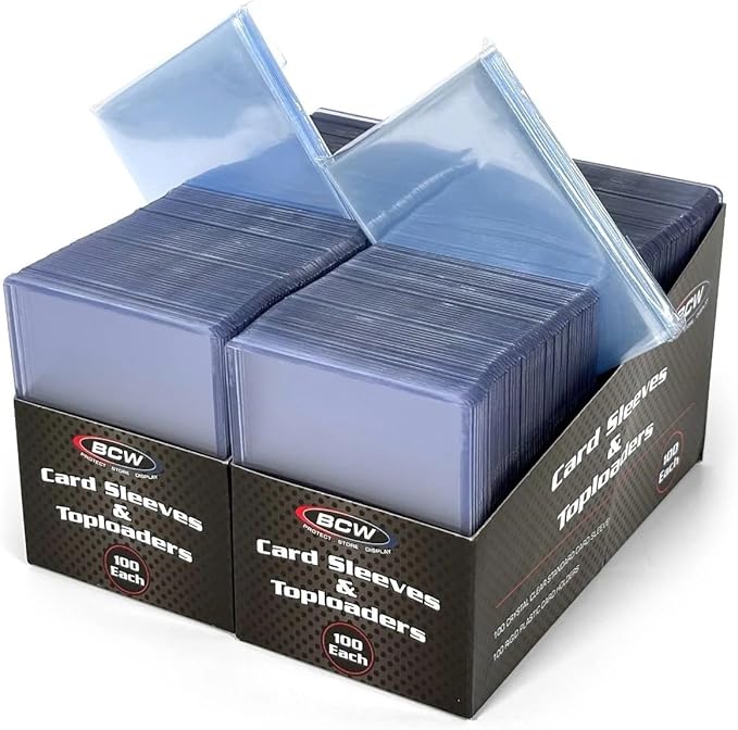 BCW Card Sleeves and Toploaders for Card Combo - 200 Count | Top Loaders and Acid-Free Penny Sleeves | Great for Football, Magic: The Gathering, Pokémon, and Baseball Card Protectors