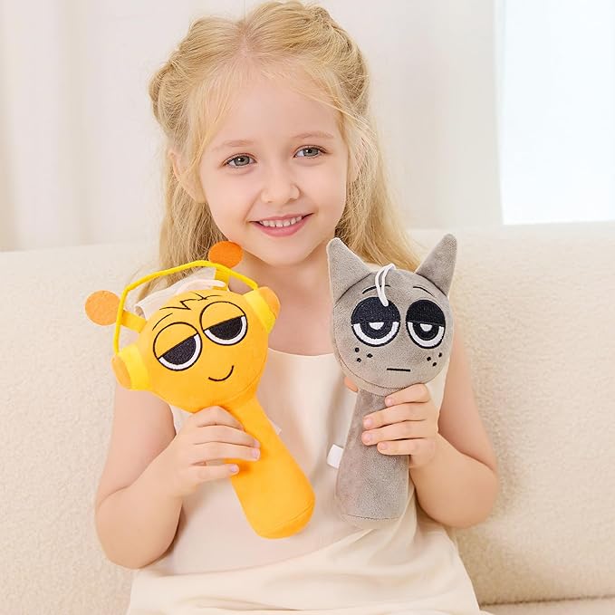 XYG® Plush Toys, Horror Games Plushies Toy for Fans, 2PCS Soft Stuffed Animal Pillow Figure Doll Christmas Birthday Gifts for Adult Kids Gifts for Fans Kids Adult (9" Gray & Orange)