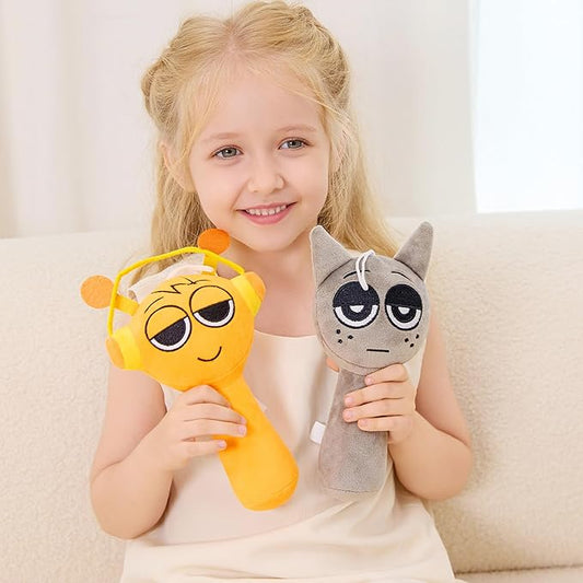 XYG® Plush Toys, Horror Games Plushies Toy for Fans, 2PCS Soft Stuffed Animal Pillow Figure Doll Christmas Birthday Gifts for Adult Kids Gifts for Fans Kids Adult (9" Gray & Orange)