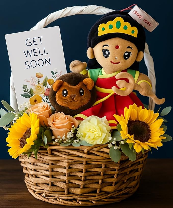 MODI Toys Mini Bundle - 7 Small Mantra Singing Plush Toys: Shiv Shankar, Durga Devi, Saraswati, Laxmi, Baby Ganesh, Hanuman & Krishna - Perfect Diwali Hindu Gifts