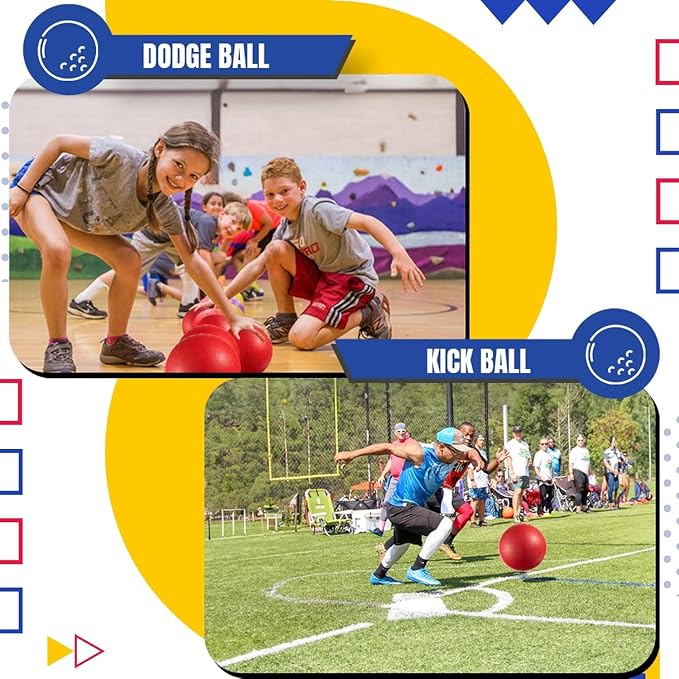 PlayBolt Playground Ball - 8.5 Inch (1-Pack) Red Rubber Bouncy Inflatable Balls, w/Air Pump, for Kids & Adults, Indoor & Outdoor Games, Kickballs, Dodgeball, Four Square, Handball and More