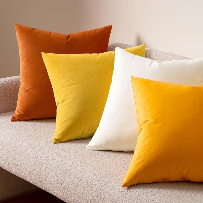 MIULEE Velvet Throw Pillow Covers 18x18 Inch Pack of 2 Pure White | Soft Solid Decorative Pillow Covers, Modern Luxury Home Decor, for Couch Chair Sofa Bedroom Livingroom