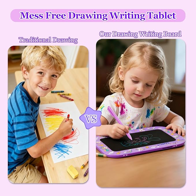 LCD Writing Tablet for Kids,12Inch Colorful Reusable Erasable Electronic Toddler Doodle Board Drawing Tablet Pads,Educational Learning Toys, Gifts for 3 4 5 6 7 8 Year Old Girls Boys (Purple-12IN)
