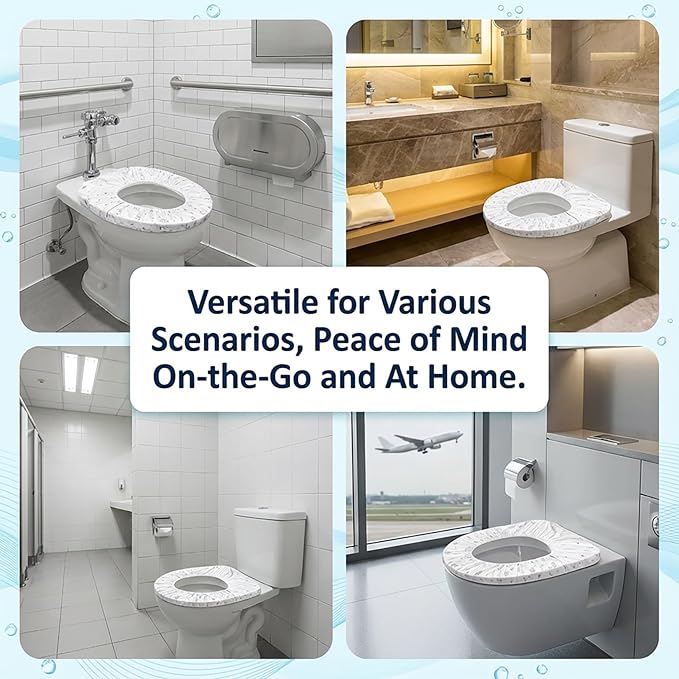 RAINFLOW Portable Toilet Mat - Disposable Toilet Seat Cover Waterproof Non-Woven Fabric Printed Individually Wrapped for travel,Hotel,Hospital and Public Toilet(15Pcs)