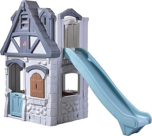 Step2 Enchanting Adventures 2-Story Kids Playhouse, Outdoor Playhouse with Kitchenette & Slide, Rock Climbing Wall, Made of Durable Plastice, For Toddlers 4-8 Years Old