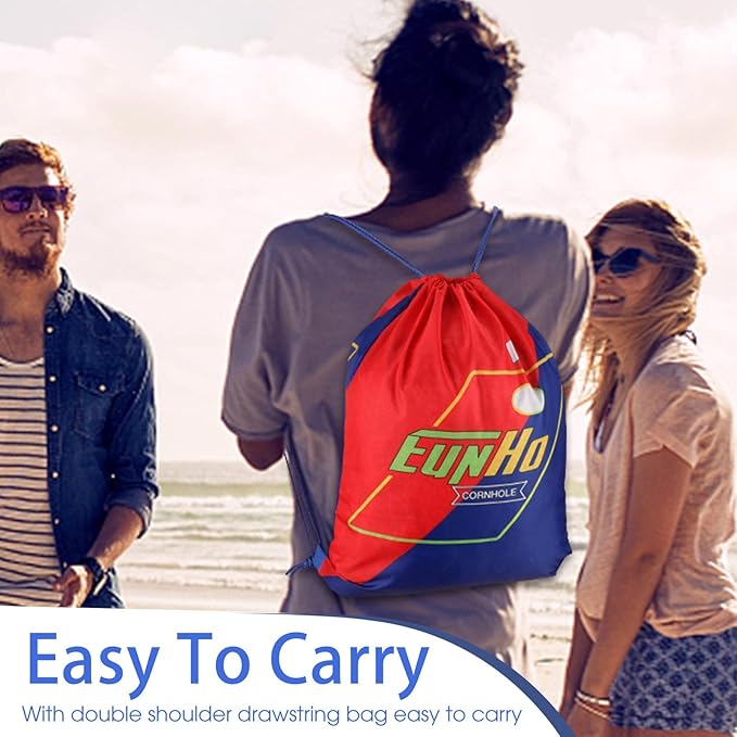 EunHo Regulation Cornhole Bags Set of 8 - Dual Sided Slick and Stick Cornhole Bean Bags for Tossing Game Professional All Weather Pro Corn Hole Bags with Tote Bag