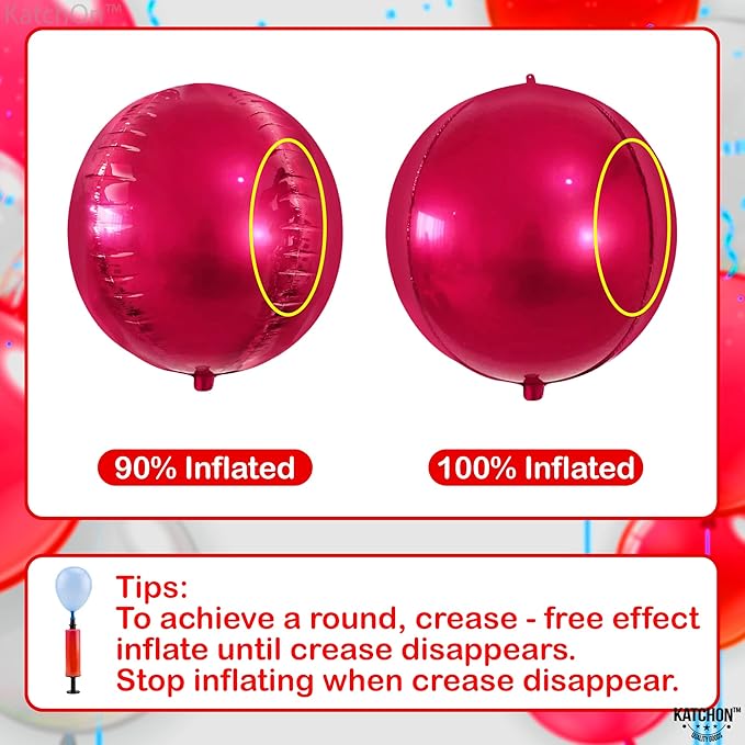 KatchOn, Large Pink Round Foil Balloons Set - 22 Inch, Pack of 6 | Metallic Hot Pink Balloon for pink Theme Birthday Decorations | Metallic Balloons | Mylar Balloon for Wedding Decoration
