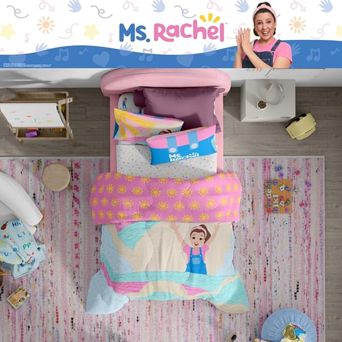 Ms. Rachel Educational Adventures Bedding Super Soft Cozy 3 Piece Microfiber Sheet Set, Twin, (Officially Licensed Product) By Franco Kids