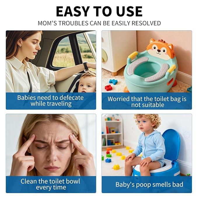 200 PCS Potty Chair Liners with Elastic, Disposable Portable Potty Training Bags, Potty Refill Liners, Toilet Seat Cover 17x8Inches
