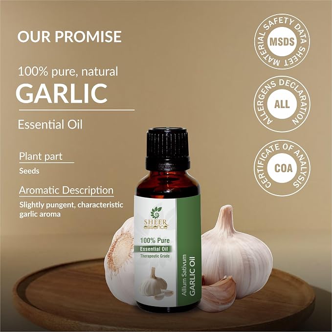 Garlic Oil - (Allium Sativum)- Essential Oil 100% Pure Natural Undiluted Uncut Therapeutic Grade Oil 1.69 Fl.OZ