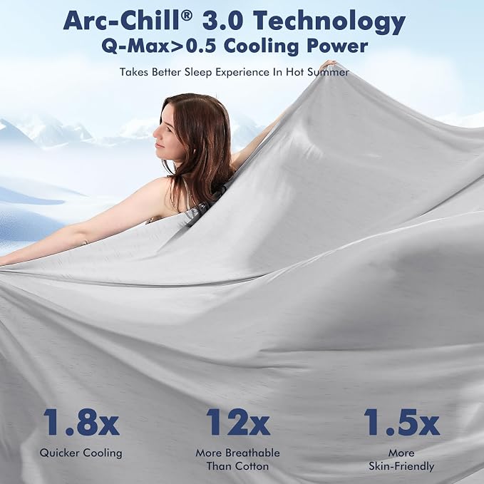Elegear Double-Sided Arc-Chill® 3.0 Cooling Blanket for Hot Sleepers, Throw | Q-Max>0.5 Cooling Fabric, Absorbs Heat to Keep Body Cool, Lightweight Summer Blankets for Night Sweats & Menopause, 51"x67"
