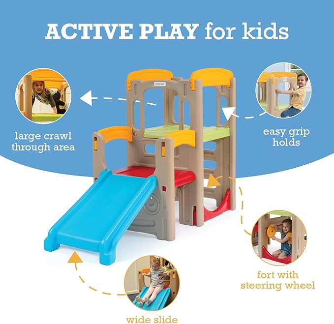 Simplay3 Young Explorers Adventure Climber and Slide - Indoor Outdoor Backyard Playset for Toddlers and Kids