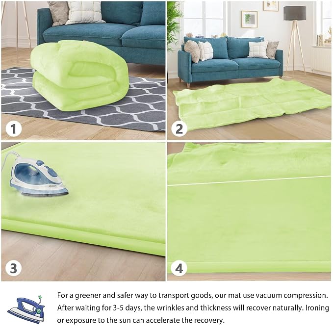 Baby Play Mat for Floor Nursery Muscle Mat Area Rug Playroom Rug 79x158" Elastic Foam 1.3" Thick Crawling Mat for Babies,Toddlers, Infants (Light Green)