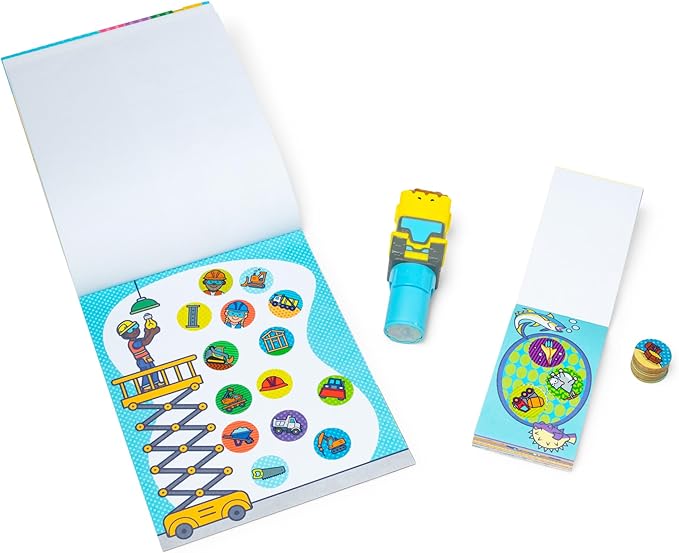 Melissa & Doug Sticker Wow!™ Bulldozer Bundle: 24-Page Activity Book, Refillable Sticker Stamper, Mini Pad, 500 Stickers, Arts and Crafts for Kids Ages 3+
