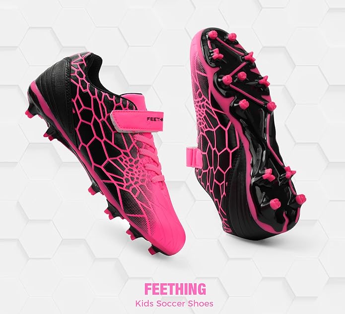 Kids Soccer Cleats for Boys Girls Soccer Shoes Firm Ground Youth Lightweight Athletic Training Football Cleats for Little/Big Kid