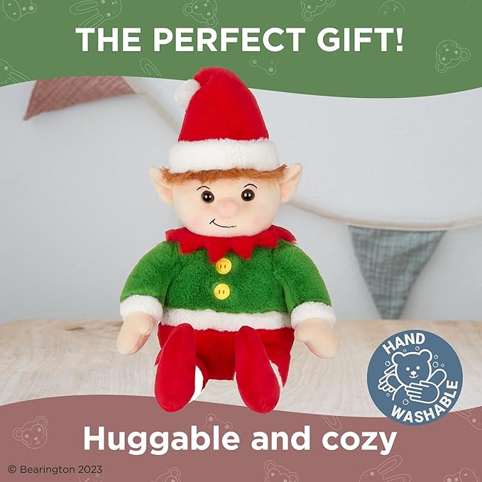 Bearington Elfie Christmas Plush, 15.63" Elf Stuffed Animal, for Ages 3-14