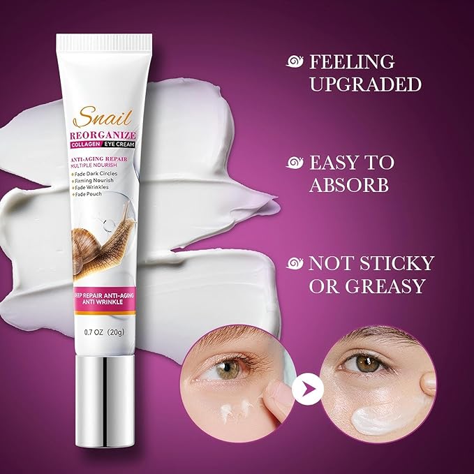 Eye Cream for Dark Circles and Puffiness - Anti Aging Eye Cream for Wrinkles and Fine Lines, Hydrating Under Eye Cream with Snail Secretion Filtrate & Hydrolyzed Collagen, 0.7oz