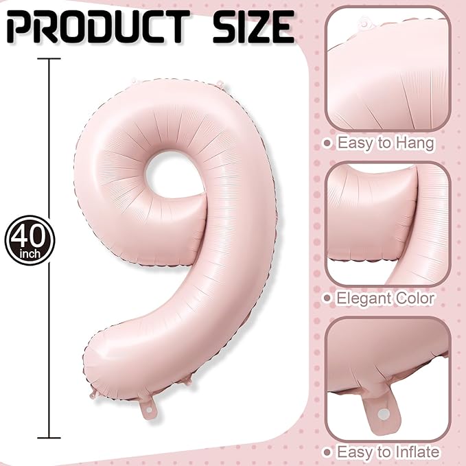 Foil 19 Balloon, Dusty Light Blush Pink Big Number 19 Balloons for Girl Birthday Party Decor, 40'' Mylar Helium Number 19 Pastel Baby Pink Balloon for Women 19th Birthday Party Anniversary Decorations