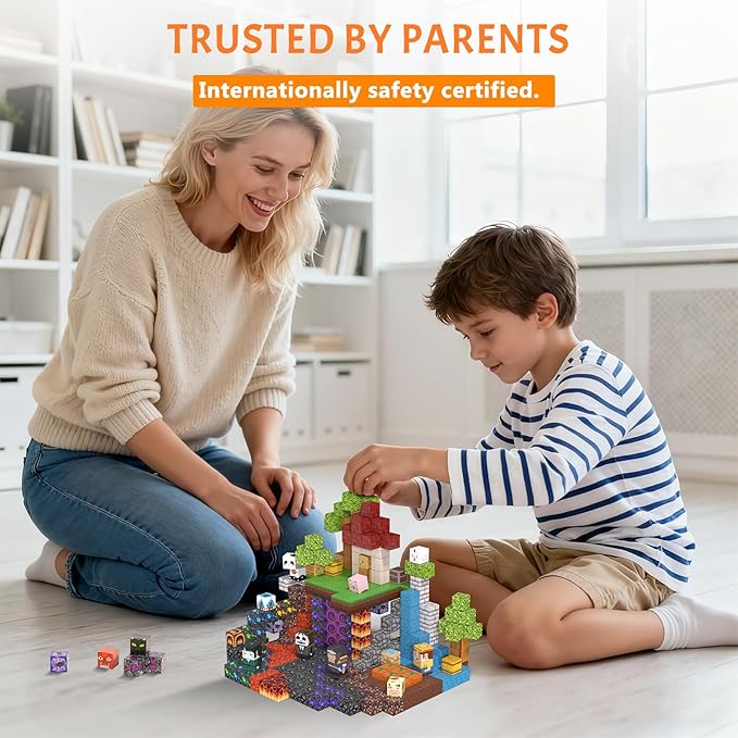 Vdealen 300 PCS Magnetic Blocks-Magnetic Building Blocks, Stacking Magnetic Cubes Toy for Kids, STEM Montessori Sensory Toys for Boys and Girls Age 3 4 5 6 7 8 9 10 11 12 Christmas Birthday Gift