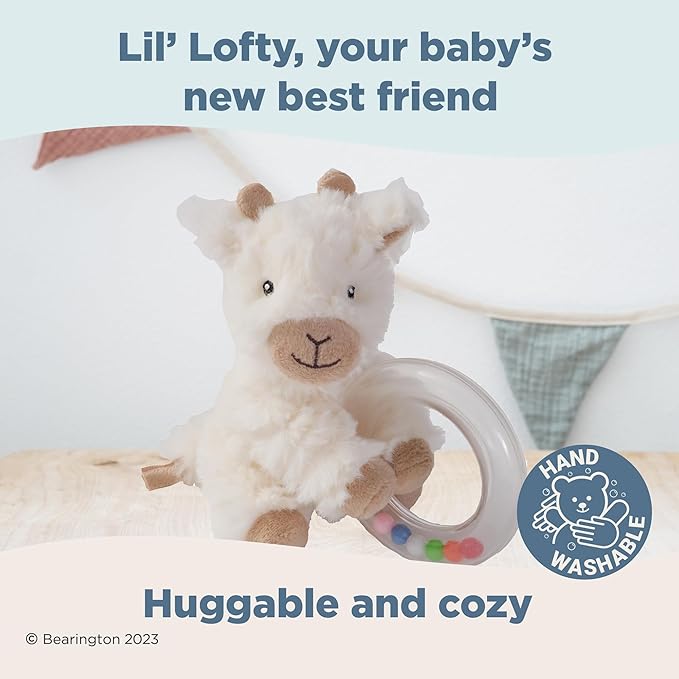Bearington Lil' Lofty 5.5 Inch Giraffe Baby Rattle - Soft Rattles for 0-6 Months & Plush Giraffe Ring - Stuffed Animal Baby Toys - Infant Toys