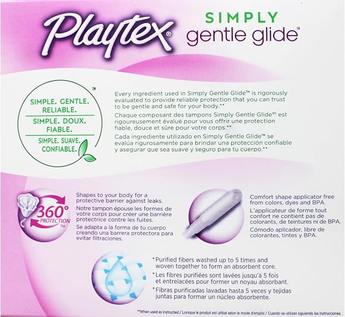 Playtex Gentle Glide Tampons with Triple Layer Protection, Super Plus, Unscented - 36 Count (Pack of 2)