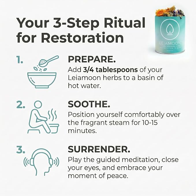 Leaimoon Yoni Steamer for Women, 1.5 oz Vaginal Steam Herbs Blend — V Steam Kit, Herbal Cleanse for Postpartum Care, Regulating and Balancing, Up to 11 Sessions, Made in USA